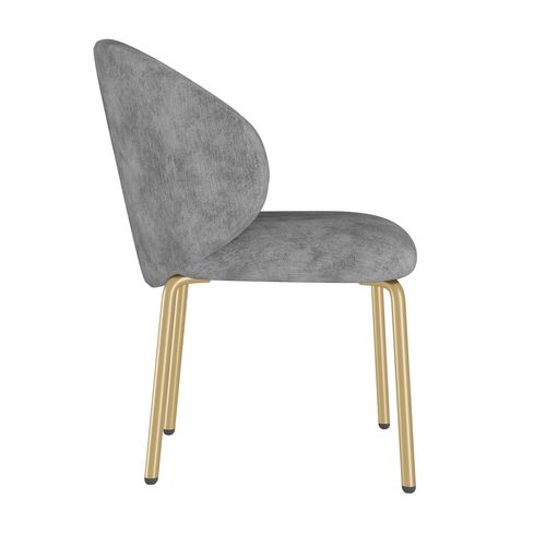 Chaise En Chenille Gris Avec Pieds En Métal Doré, Salle à Manger Et Bureau