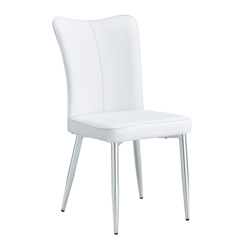 Lot De 2 Chaises De Salle à Manger En Pu Blanc, Pieds Métal Argenté