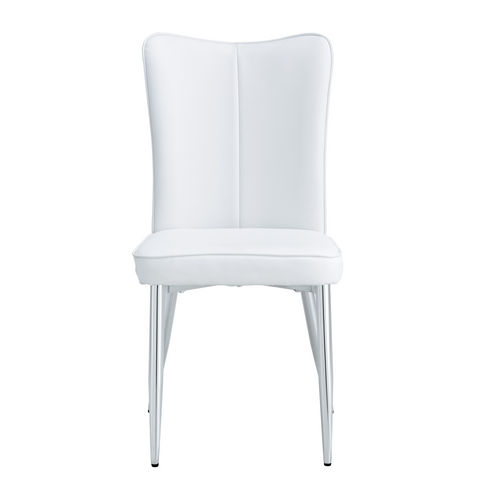 Lot De 2 Chaises De Salle à Manger En Pu Blanc, Pieds Métal Argenté