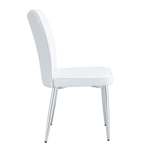 Lot De 2 Chaises De Salle à Manger En Pu Blanc, Pieds Métal Argenté