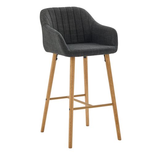 Lot De 2 Tabourets De Bar 40x43,5x104 Cm En Lin Noir Avec Dossier Haut, Accoudoirs