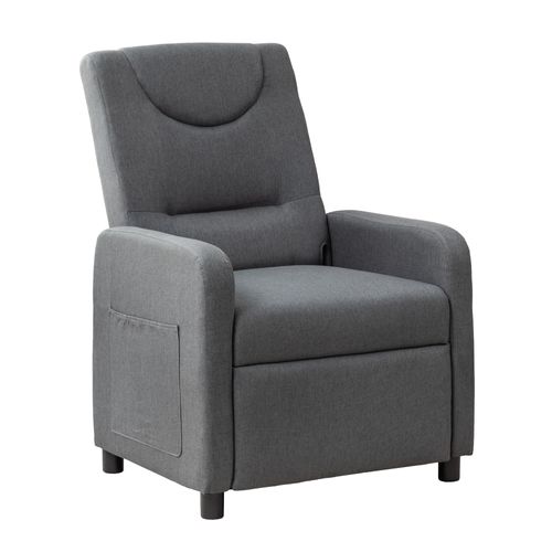 Fauteuil Relax Inclinable En Lin Gris Foncé Avec Repose-pieds Escamotable
