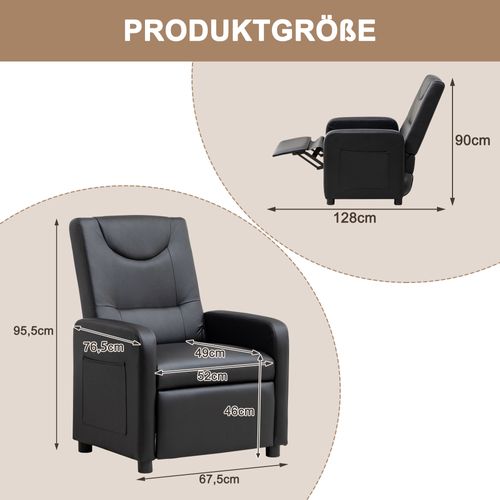 Fauteuil Relax Inclinable Noir Avec Repose-pieds Rabattable