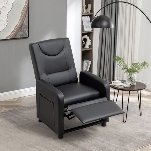 Fauteuil Relax Inclinable Noir Avec Repose-pieds Rabattable