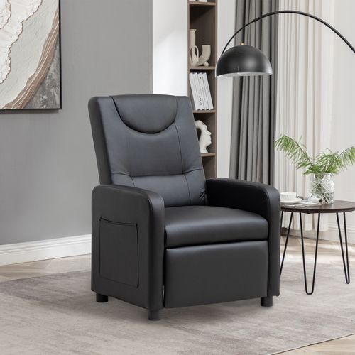 Fauteuil Relax Inclinable Noir Avec Repose-pieds Rabattable