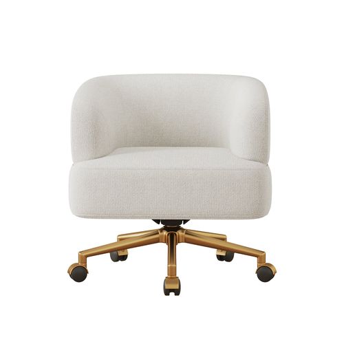 Fauteuil De Bureau Pivotant 360° Sur Roulettes En Chenille Beige, 71x60x71 Cm