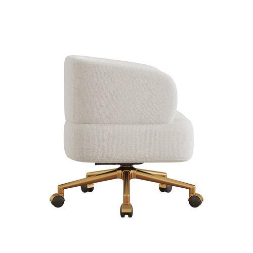 Fauteuil De Bureau Pivotant 360° Sur Roulettes En Chenille Beige, 71x60x71 Cm
