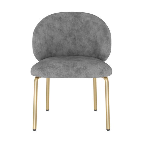 Lot De 2 Chaises En Chenille Grise Avec Pieds En Fer Doré, Salle à Manger Et Bureau