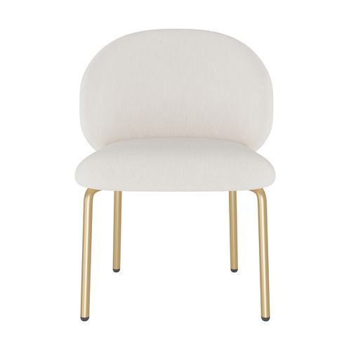 Lot De 2 Chaises En Chenille Beige Avec Pieds Métal Doré, Salle à Manger Et Bureau