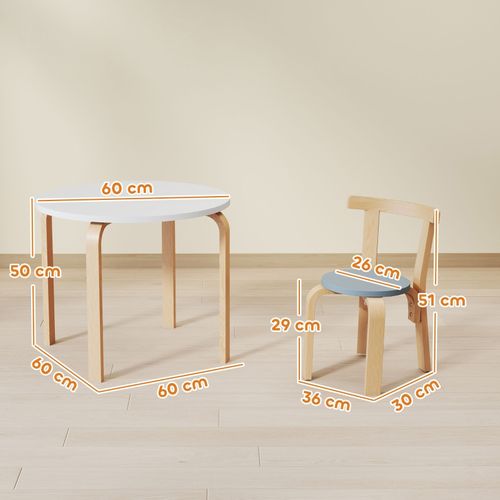 Ensemble Table Et 4 Chaises Enfant 5 Pièces, Bois Certifié Fsc, Multicolore