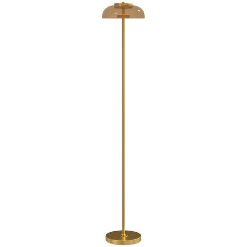 Lampadaire Sur Pied LED 3000k 25x25x134 Cm, Fini Laiton Antique, Abat-jour En Verre, Pédale