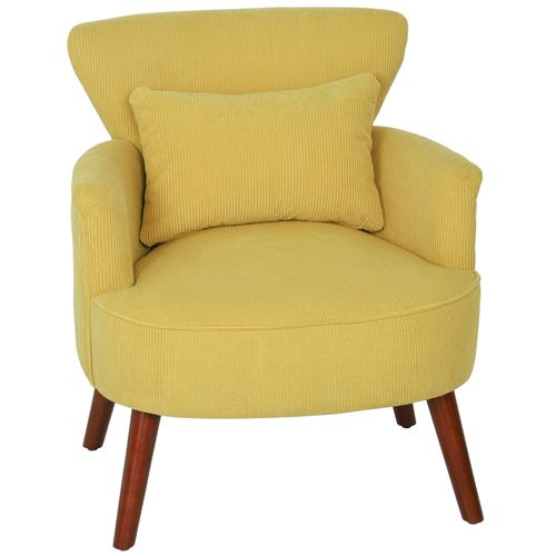 Fauteuil Jaune Avec Coussin Lombaire Et Pieds En Bois D'hévéa