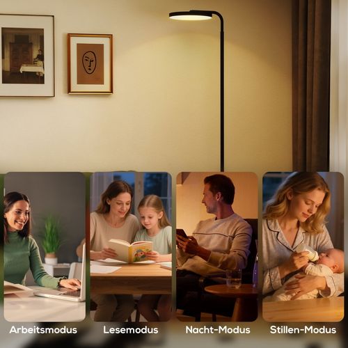 Lampadaire LED 30w 2800 Lm Dimmable 3000–6500k Télécommande Magnétique Tête 350° Noir