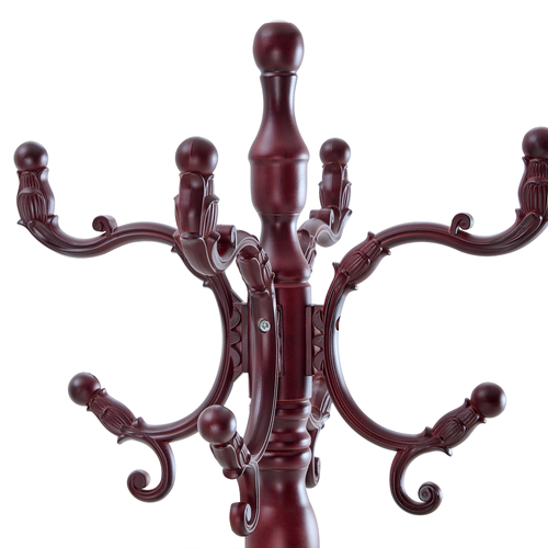 Porte-manteau Sur Pied 195 Cm En Bois Noyer Avec Crochets, Base Métal Et Pieds Antidérapants