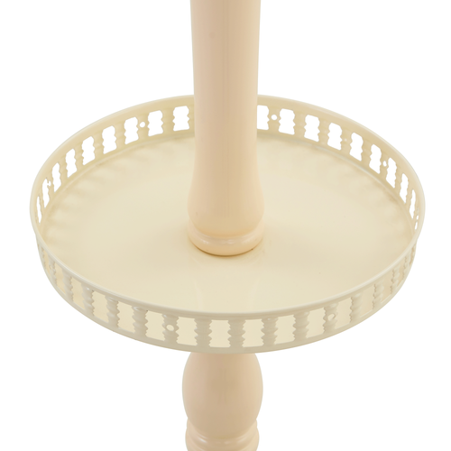 Porte-manteau Sur Pied 195 Cm En Bois Blanc Avec Crochets, Base Métal Et Pieds Antidérapants