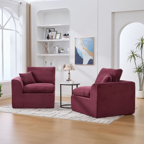 Canapé 2 Places Velours Côtelé Bordeaux — 204×102,5×84 Cm, Style Nordique