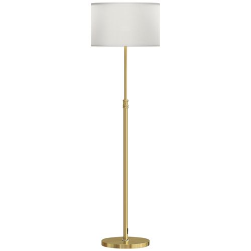 Lampadaire Acier Doré, Abat-jour Lin, Hauteur Réglable 133-168 Cm, Télécommande