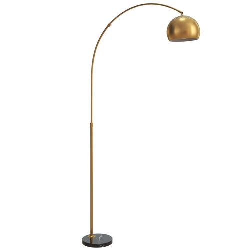 Lampadaire Arqué H180 Cm Métal Noir Et Socle En Marbre, Abat-jour Orientable