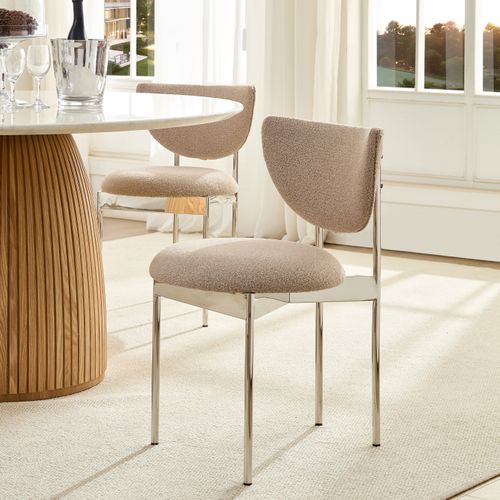 Lot De 2 Chaises De Salle à Manger 54x47x76 Cm, En Tissu Kaki Clair Et Métal