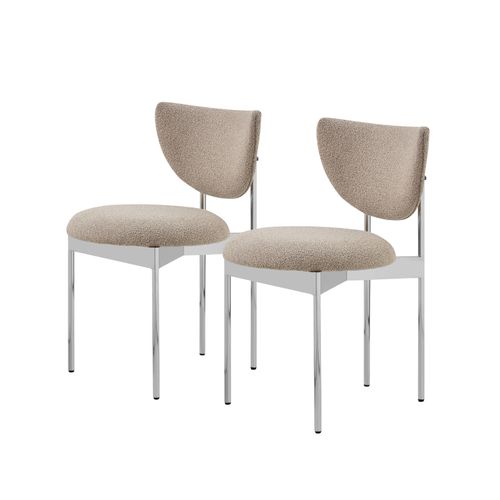 Lot De 2 Chaises De Salle à Manger 54x47x76 Cm, En Tissu Kaki Clair Et Métal