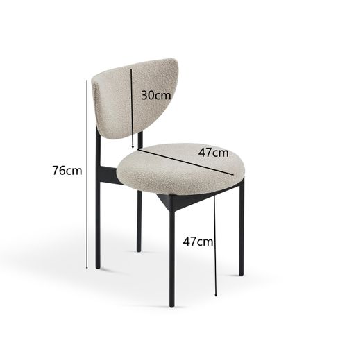 Lot De 2 Chaises De Salle à Manger 54x47x76 Cm, Métal Noir Et Tissu Beige