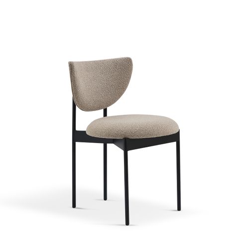 Lot De 2 Chaises De Salle à Manger 54x47x76 Cm, Métal Noir Et Tissu Beige