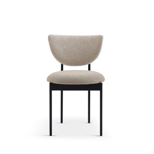 Lot De 2 Chaises De Salle à Manger 54x47x76 Cm, Métal Noir Et Tissu Beige