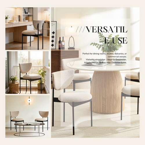 Lot De 2 Chaises De Salle à Manger 54x47x76 Cm, Métal Noir Et Tissu Beige