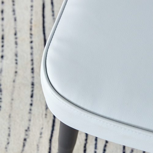 Ensemble Table Ronde D.100 Cm Bois Noir Avec 4 Chaises Pu Gris Clair, Pieds Métal Noirs