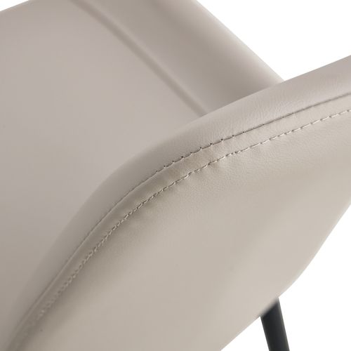 Ensemble Table Ronde 100 Cm Décor Bois Noir Avec 4 Chaises Pu Gris Chaud