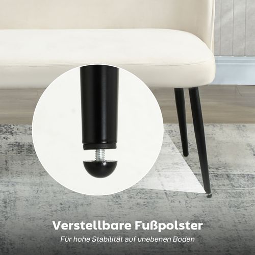 Canapé 2 Places 127 X 63 X 84,5 Cm, Cadre Métal Et Bois, Velours Beige