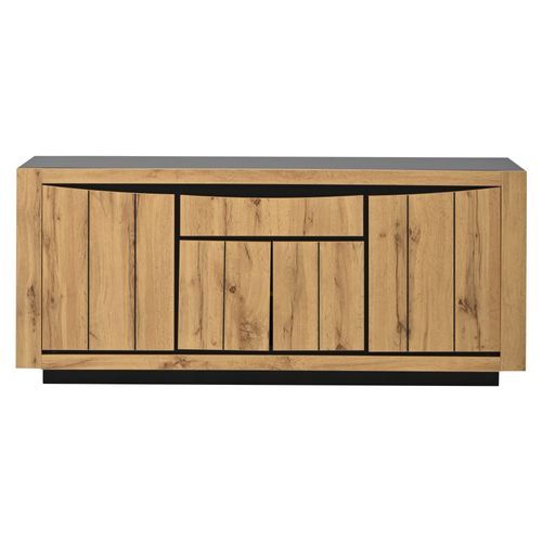 Buffet 140 X 38,5 X 52 Cm Bois Avec 4 Portes, Compartiments Et Tiroir