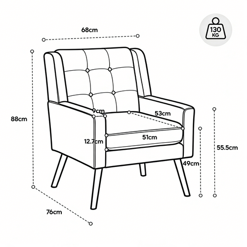 Set De 2 Banquette 2 Places Et Fauteuils En Lin Gris Clair, Mousse Haute Densité, Pieds En Bois