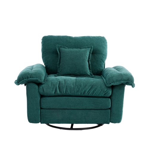 Fauteuil Pivotant 360° En Tissu Vert Avec Coussin De Soutien, Salon, Chambre Et Bureau