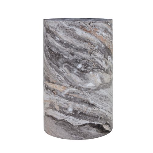 Bout De Canapé Rond Colonne Décorative H55 Cm, Effet Marbre Gris – Table D’appoint Pour Salon