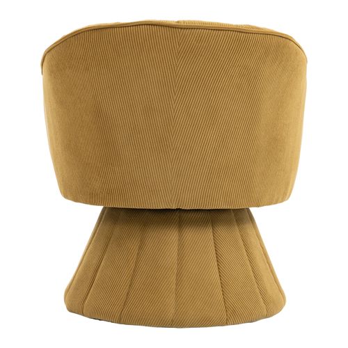 Fauteuil Pivotant En Tissu Velours Côtelé Jaune Moutarde, Assise Profonde, Salon, Chambre Et Bureau