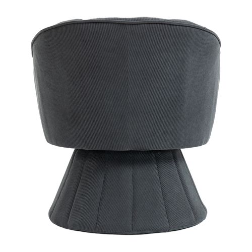 Fauteuil Pivotant En Tissu Velours Côtelé Gris Foncé, Assise Profonde, Salon, Chambre Et Bureau