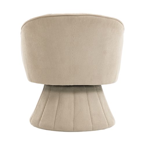 Fauteuil Pivotant En Tissu Velours Côtelé Kaki, Assise Profonde, Salon, Chambre Et Bureau