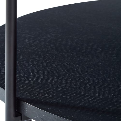 Table Basse Rond, Bout De Canapé 2 Plateaux 69 Cm Bois Noir Et Métal , Salon