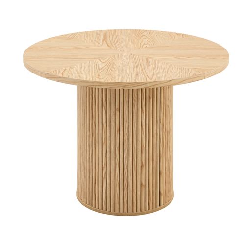 Table De Salle à Manger Ronde 100 Cm Pour 4 à 6 Personnes, Aspect Bois Clair