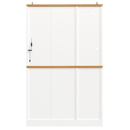 Buffet De Cuisine Haut 180 Cm Blanc Et Noir Avec 5 Portes Et Tiroir, LED USB, Rangement