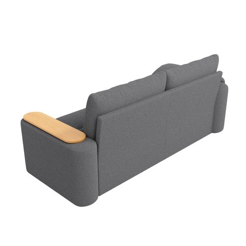 Canapé 2 Places Tissu Teddy Gris Avec Coffres De Rangements Et Table D’appoint