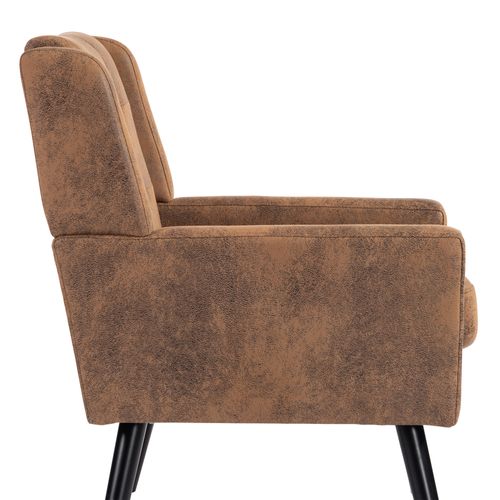 Fauteuil En Tissu Suédine Couleur Café, Pieds En Bois Noirs, Salon, Chambre Et Bureau