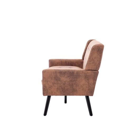 Banquette, Canapé 2 Places Tissu Suédine Couleur Café Avec Pieds En Bois Antidérapants