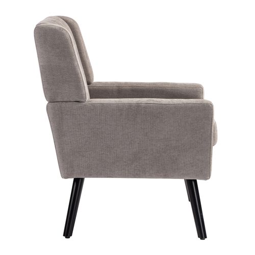 Fauteuil Compact En Tissu Lin Gris Clair, Pieds En Bois, Salon, Chambre Et Bureau