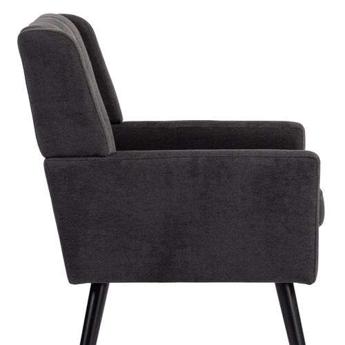 Fauteuil Compact En Tissu Lin Gris Foncé, Pieds En Bois, Salon, Chambre Et Bureau