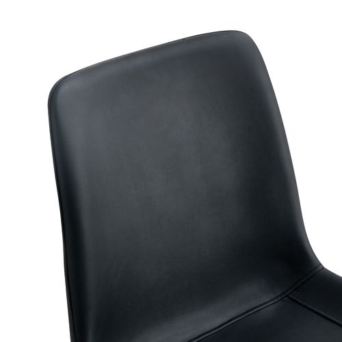 Ensemble Table à Manger Ronde 100 Cm Bois Et 4 Chaises Pu Noir