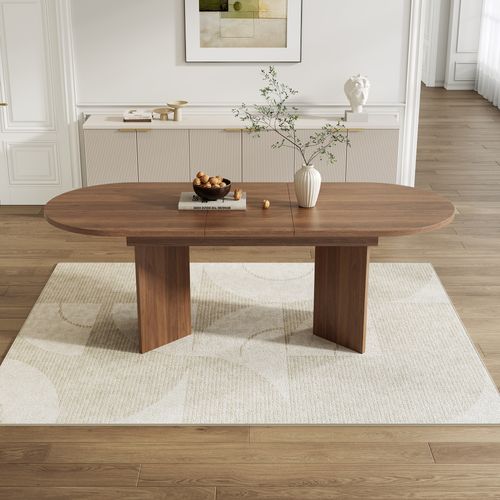 Table à Manger Extensible 140/180x90 Cm Bois Noyer, Pour 4 à 8 Personnes