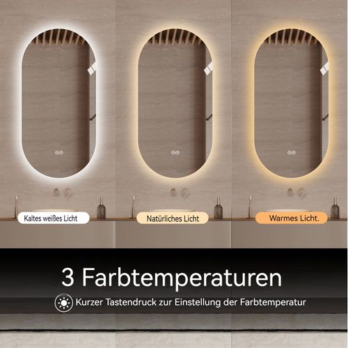 Miroir Salle De Bain LED Tactile Antibuée 60x120 Cm Verre Argenté