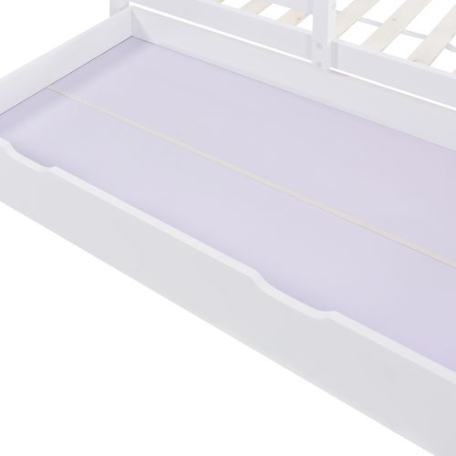 Lit Enfant 90x200 Cm - Lit Cabane Avec Tableau Et 2 Tiroirs, Rangement Pratique, Bois Et Mdf, Blanc